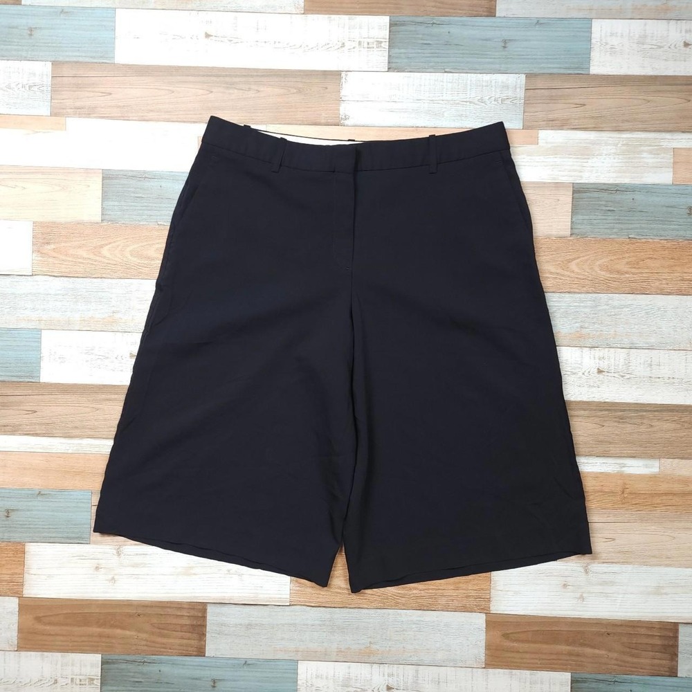 Theory Women Black Wide Leg Culotte Shorts High Rise Trouser‎ Shorts Size 10